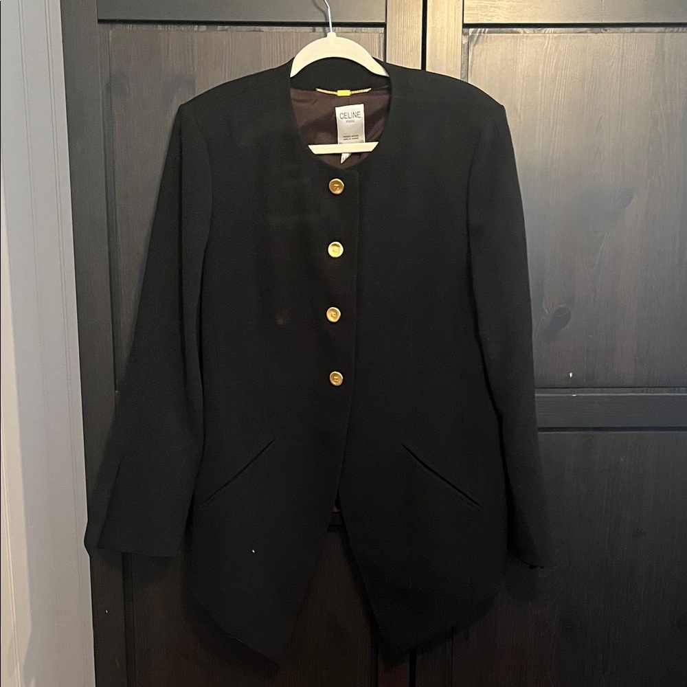 Celine Black Blazer with Gold Accents